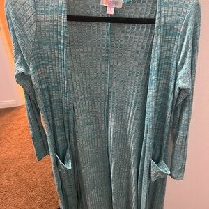 LuLaRoe Teal Patterned Open Cardigan